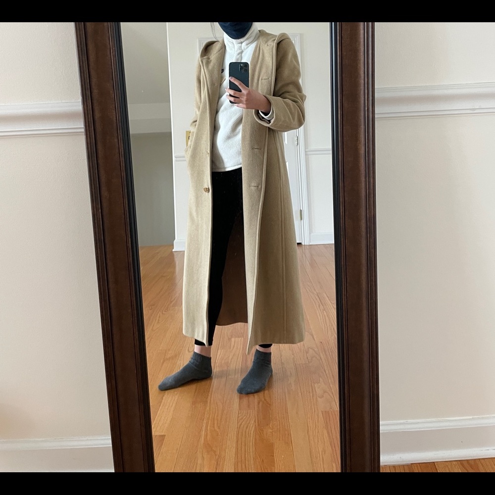 Oversized Wool Coat tan camel wool mohair long maxi oversized trench coat S-M